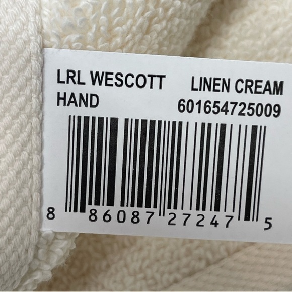 LAUREN RALPH LAUREN WESCOTT Linen Cream Set of 2 16 x 30" Hand Towels NEW - Picture 4 of 5